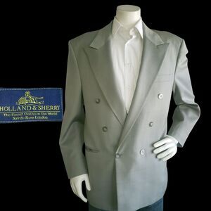 Holland & Sherry Savile Row Bespoke Blazer Mens 42R Windowpane Double Breasted